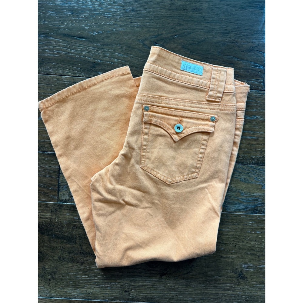 Jordache Womens Low Rise Stretch Capri Bright Orange Cropped Jeans Size 7/8